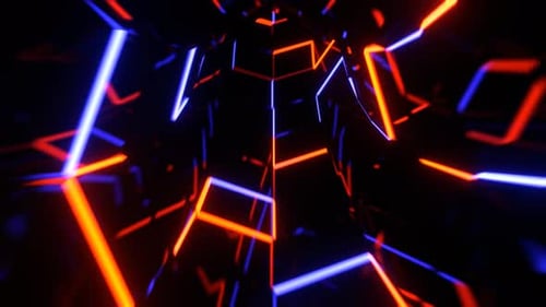 Light Blue And Orange Strobe Abstract Neon Octagonal Portal Background Vj Loop I 4K