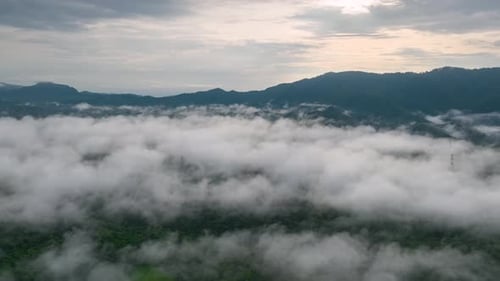 Beautiful aerial view of the valley landscape in the morning.