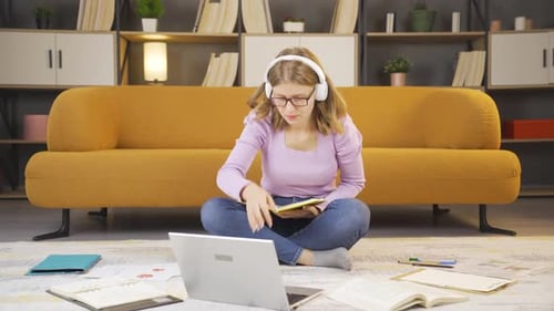 University student happy studying.