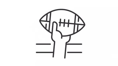 Animated Hand Holding American Football Flat Design Icon