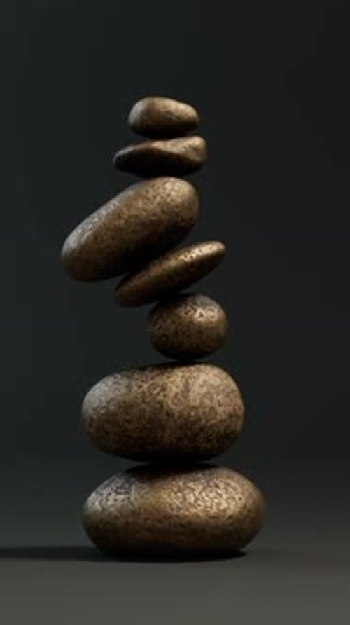 Bronze stone tower collapsing in slow motion.