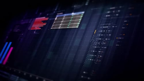 Animated Data Visualization with Futuristic Graphs and HUD Display