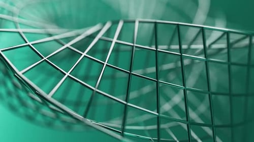 Abstract Metallic Wireframe Structure on Green Background