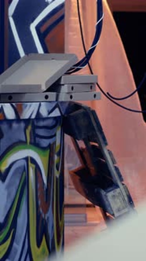 Vertical Video Subversive Graffiti Art on Walls in Derelict Building
