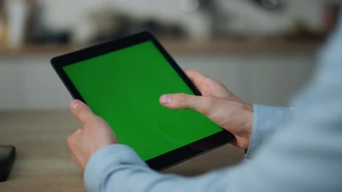 Hands Swipe Tablet with Chroma Key Screen