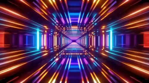 Futuristic Neon SciFi Tunnel Loop Animation