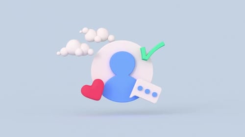 Minimal social networks user profile icon. 3D render animation