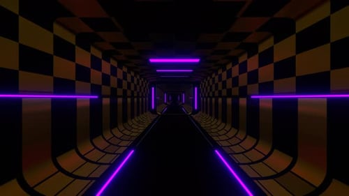 Gold And Purple Sci Fi Corridor Background Vj Loop In 4K