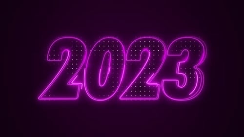 Neon Pink 2023 Year Icon Outline Loop Background