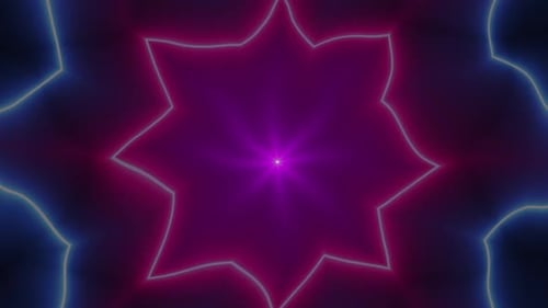 Neon Geometric Star Tunnel Abstract Background