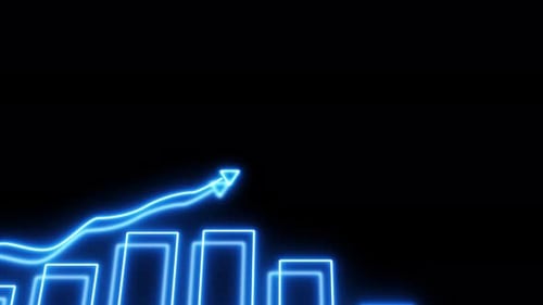 Neon Blue Business Growth Bar Chart Animation
