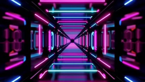 Neon Light Tunnel Loop in Futuristic Style