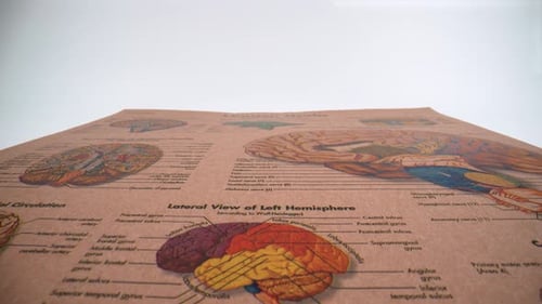 Lateral view of left hemisphere, brain anatomy 4K