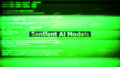 Sentient Ai Models auf digitalem Bildschirm Nachricht auf Computerbildschirmen