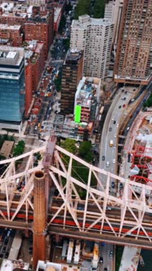 Panoramic overview street district. Aerial view New York city.