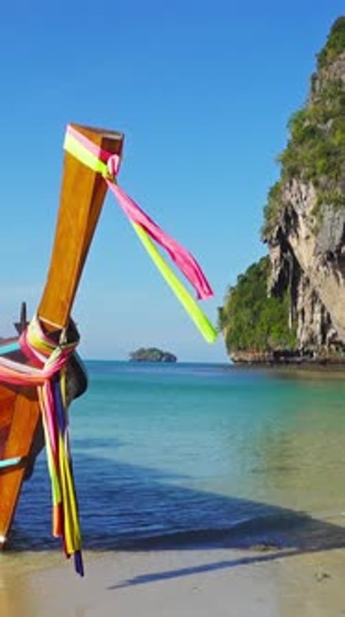 Long Tail Boat on Tropical Beach