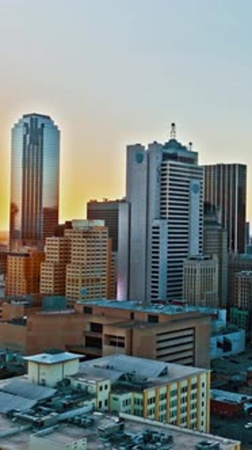 Sunset over Dallas skyline showcasing urban architecture in the USA