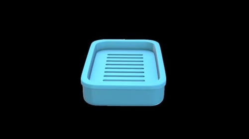 Clean Blue Soap Dish Rotating 3D Animation