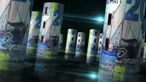 Kuwait-Dinar-Geldscheine rollen, nahtlose Schlaufe