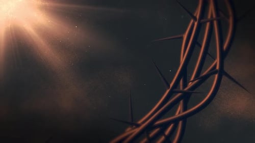 Coroa de espinhos com raios de luz Fundo de adoração da Sexta-feira Santa de Páscoa 4K