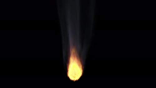 Fast blazing Meteor with smoke, transparent background