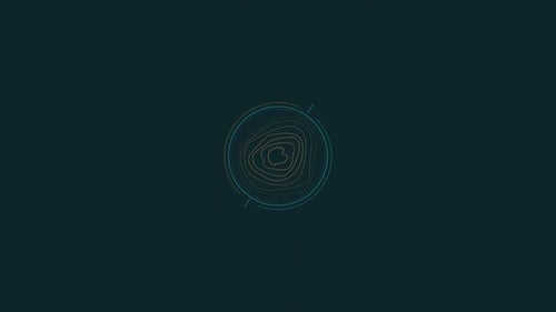 Animation en boucle d'un contour topographique dans un élément HUD circulaire