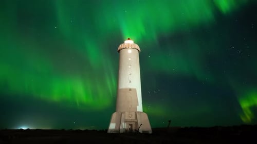 Aurora Borealis Northern Lights in Iceland Real Night Sky with Stars in Time Lapse Astronomical