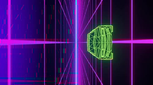 Retro Neon Low Poly Vaporwave Car Loop Camera Rotation 4K