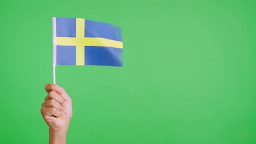 Wind Waving a Swedish Pennant Holding By a Person
