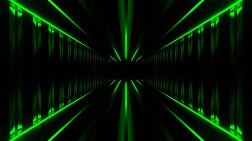 Tunnel With Green And Red Neon Lines Moving Background Vj Loop In 4K