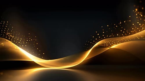 Elegant Golden Wave with Sparkling Particles Background