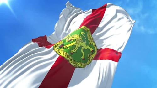 Realistic 3D Waving Flag Animation with Shield Emblem