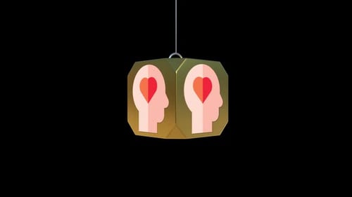 Modern Geometric Golden Cube with Love Icon Reveal