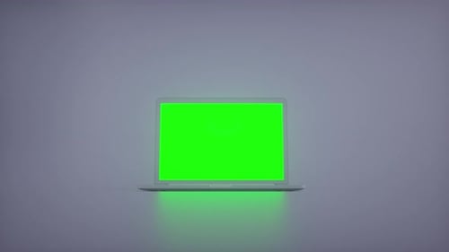 Laptop with green screen for promotion or website showcase