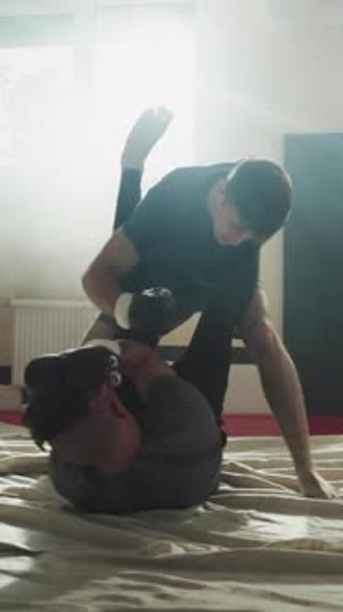 Man Punches Partner Blocking Face in Gym