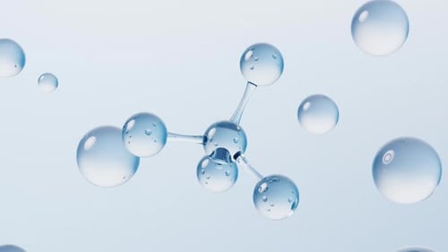 Clean 3D Animated Molecular Structure Loop with Water Droplets