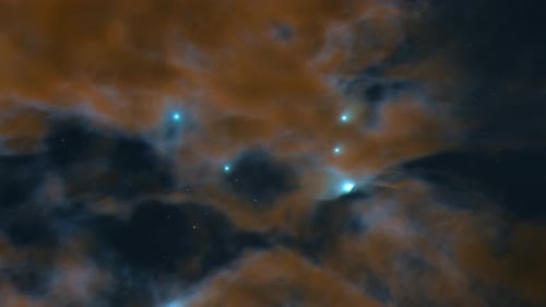Brown and Blue Dust Clouds of a Space Nebula