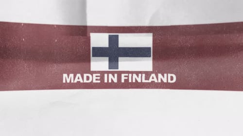 Made in Finland Textured Label Text Animation