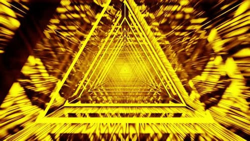 Golden Yellow Triangle Waved Tunnel Vj Loop Background