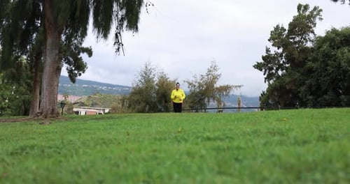 Curvy Woman Running Outdoor at City Park - Plus Size and Workout