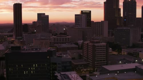 Atlanta, Georgia Circa-2017, Aerial of Downtown Atlanta at Sunset. With