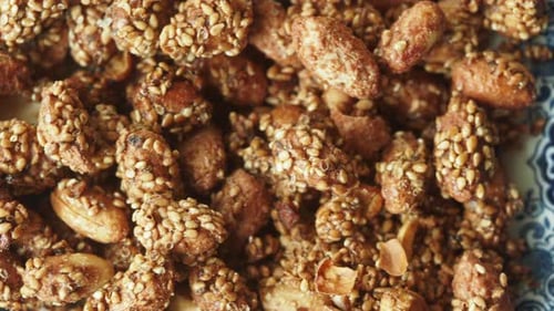 Honey Glazed Candied Nuts Close-up
