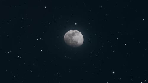Animated Night Sky with Full Moon and Twinkling Stars