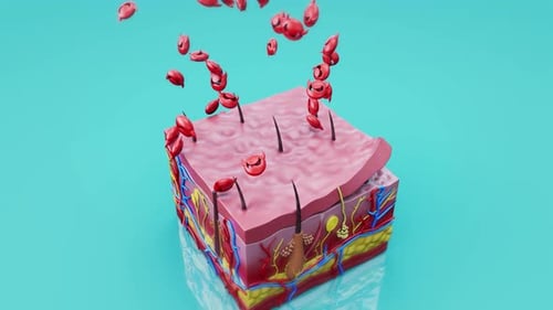 4K abstract animation of the skin protection from the viruses