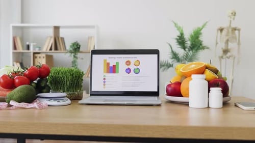 Healthy Food and Balanced Diet Concept on Table