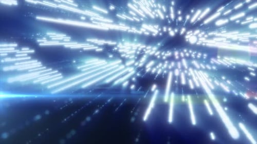 Abstract blue digital background with glowing light rays and streaks