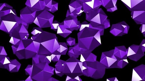 Abstract Blue Violet Geometric Polygonal 3D Orange Red Background Loop