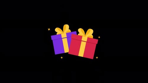 Animated Flat Design Gift Boxes with Sparkling Effect