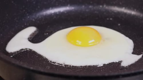 Fried Egg Cooking in Frying Pan