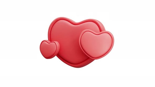 Animated 3D Hearts Growing and Pulsing